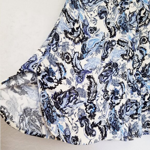 Free People Intimately High Waist Wide Leg Paisley Floral Palazzo Pants Blue XS - Picture 7 of 16